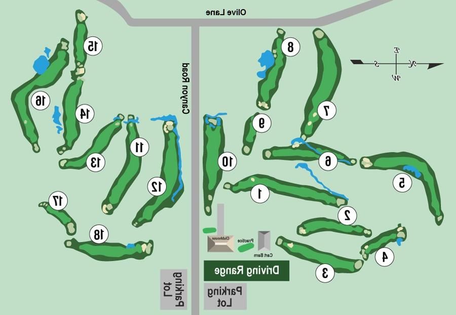 Graphic showing overhead view of the layout of the New Mexico Tech Golf Course